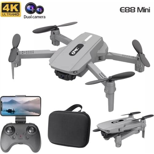 2021 New E88 Mini Drone 4k HD Dual Camera 1080P WiFi FPV Drone Height Maintaining Foldable Quadcopter Drone RC Children Toys
