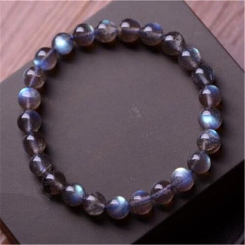 Fashion Jewelry Stretch Charm Bracelet Women 9mm Genuine Natural Ice Labradorite Strong Blue Light Round Crystal Beads Bracelet