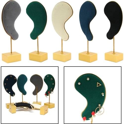 Fashion Earring Display Stand Multi-color Microfiber Earring Holder Ear-shaped Ear Clip Stud Jewelry Display Organizer Stand