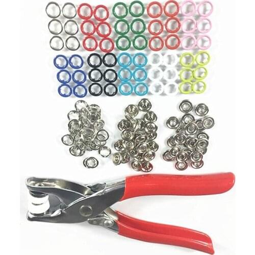 100 Sets Snap Fasteners Kit Tool, Metal Snap Buttons Rings with Fastener Pliers Press Tool Kit for Clothing Sewing