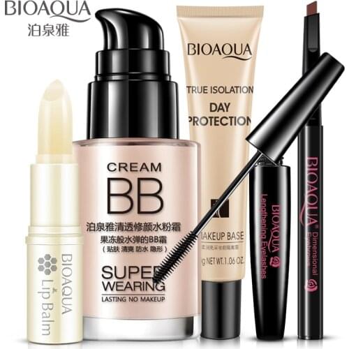 BIOAQUA 5 pcs Face Base Foundation Makeup Primer Concealer Waterproof Brighten Whitening Long Lasting BB Cream Makeup set