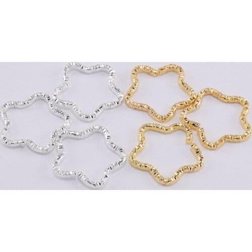 50Pcs Open Jump Rings Gold-plated Twisted CircleEmbossed Star Split Ring Jewelry Connectors DIY Jewelry Making Supplies T