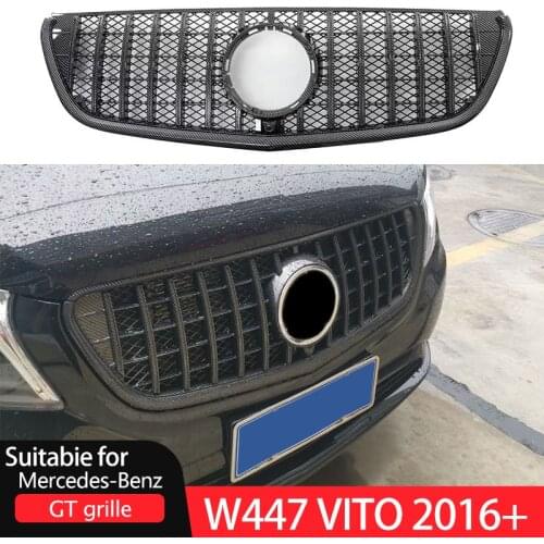 Suitable for Mercedes V Class W447 Vito Car Front Grille GT GTR Grill V260 V250 2016+ without Emblem Lnsect net Grille