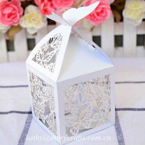 Personalized wedding favors candy boxes laser cut wedding party decorations butterfly favor box