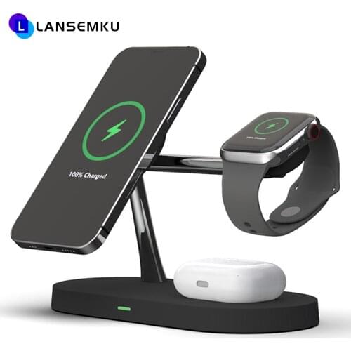 Qi Magnetic 3 In 1 Wireless Charger For Iphone 12 11 Mini Pro Max Induction Phone Holder Wireless Chargers Fast Charging Station