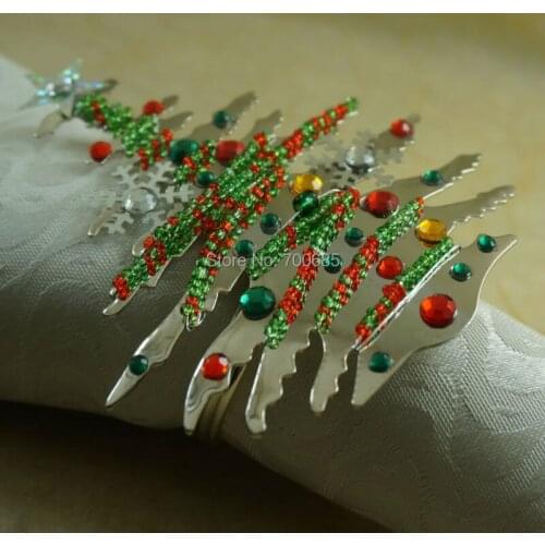 Christmas tree gold napkin ring, crystal napkin holder
