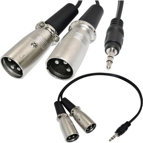 LBSC 1Ft 1/8" 3.5mm male plug Stereo TRS Audio to Dual 2 3pin XLR male Cable