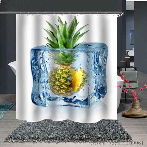 Cartoon Pineapple 3D Printed Shower Curtains Home Decoration Waterproof Polyester Fabric Bathroom Partition Shower Curtain