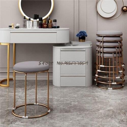 Nordic Light Luxury Dining Chair Nordic Home Without Backrest Stackable Modern Simple Net Red Iron Art Makeup Stool