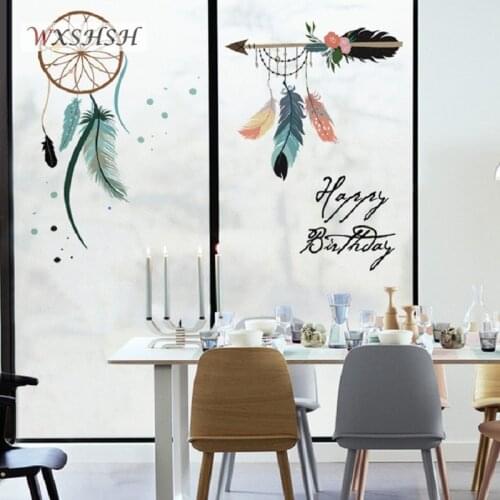 Custom Size Static Cling WIndow Film Fancy Feather Pattern Privacy Protection Removable Frosted Home Decoration Tint-Film