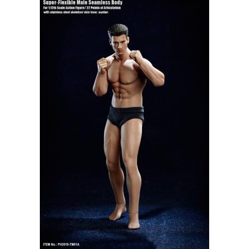 In Stock 15.3cm/16.3cm 1/12 Super Fitness Flexible Male Seamless Body with Head Mini Figure Suntan Skin Model for Fans Gifts