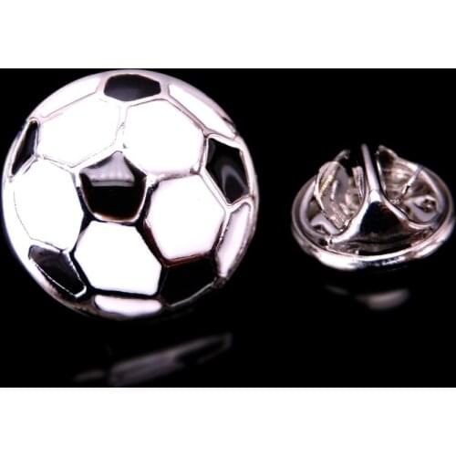 High quality enamel craft black and white football Brooch mens Lapel Pin clothing backpack badge jewelry retail wholesale