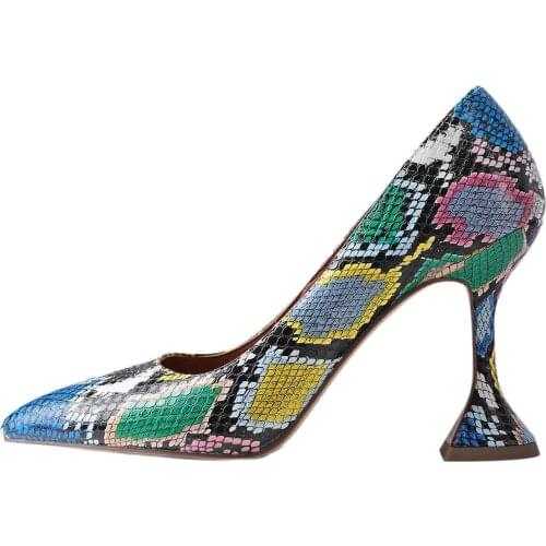 2021 Summer Spring Mature Womens shoes Sexy Fashion High heels Pointed toe Strange Style Heels Serpentine Pumps Office lady