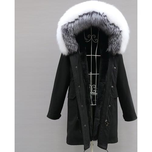 2020 New Women Long Coat Thick Faux Fur Liner Big Natural Raccoon Fur Collar Detachable Fashion Parkas Winter Jacket