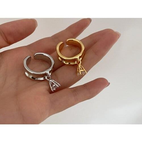 GSOLD Geometric Irregular Metal Zircon Pendant Ring Gold Silver Color Simple Temperament Ring Women Fashion Party Jewelry