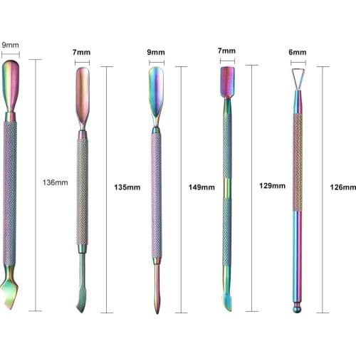 1pcs Gold Stainless Steel Cuticle Pusher Nail Art Pedicure Manicure Tools Nail File Dead Skin Push Cuticle Remover Nail Pusher