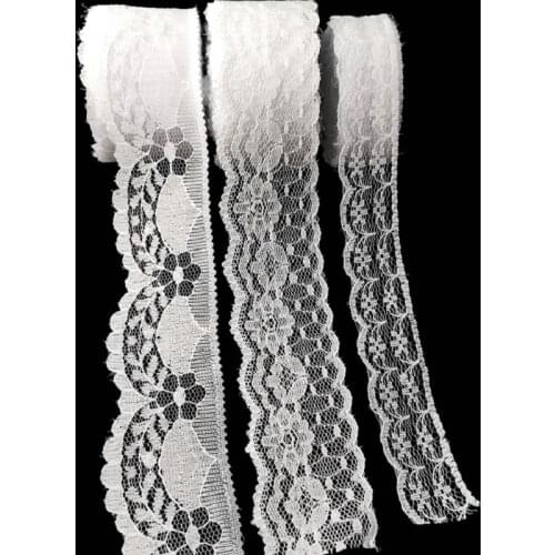 10M White DIY Lace Ribbon Roll White Lace Fabric Trim Wedding Birthday Decor Apparel Sewing Accessories Gift Wrapping Supplies