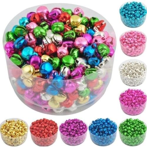 2000pcs Metal Jingle Bells Christmas Party Decor DIY Handmade Accessories Mix Color and Sizes 6mm-10mm,Aluminium Alloy