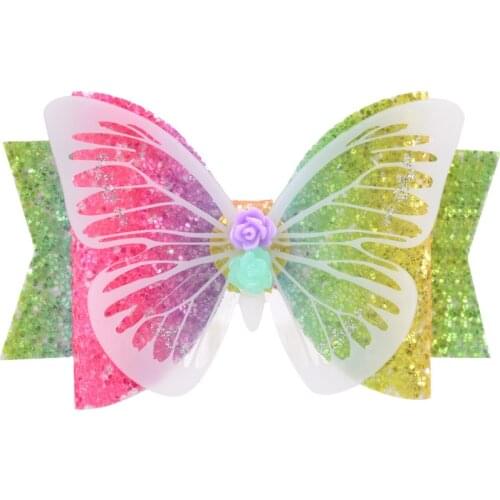 12pc/lot 3.5" Glitter Hair Bow Hairgrips,Glitter bow with clips Christmas Headwear Sequin Butterfly Bow Barrettes Girls Hairpins