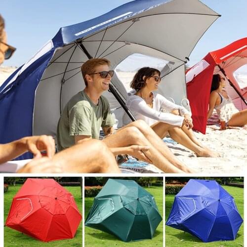 2.4m Large Beach Umbrella Tent Folding Waterproof Sun Protection Outdoor Camping Fishing Umbrella Beach Awning Parasol Rainproof