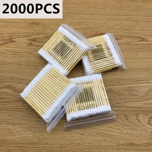 2000pcs/Pack Double Head Cotton Swab Bamboo Cotton Buds Medical Ear Cleaning Wood Sticks Cotton Swabs Beauty Makeup Dropshipping