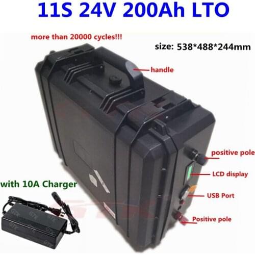 20000 cycles LTO 11s 24v 200Ah 180Ah Lithium titanate battery for solar system energy storagy Steamer Machine+20A Charger