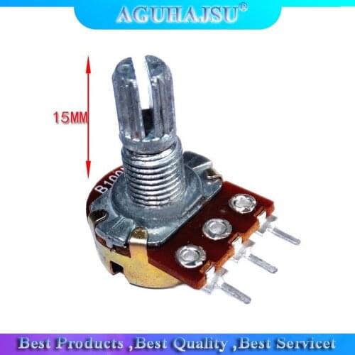 30pcs WH148 B1K B2K B5K B10K B20K B50K B100K B500K 3Pin 15mm Shaft Amplifier Dual Stereo Potentiometer 1K 2K 5K 10K 50K 100K
