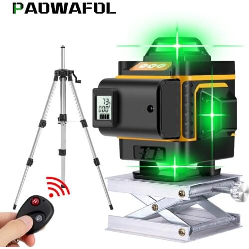 4D 16 Lines Wireless Remote Green Laser Level Self-Leveling With Digital Battery
