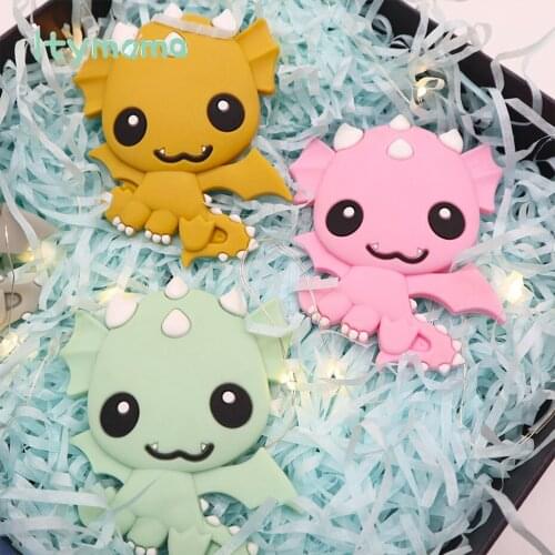 5pc Silicone Baby Teether Cartoon Animal BPA Free Rodents Teething Necklace Toys DIY Shower Gifts Dinosaur Pendant Baby Tiny Rod
