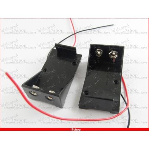50 pcs 1X 9V 9 Volt Cell Battery Clip Holder Box DC Case with wire Lead DIY