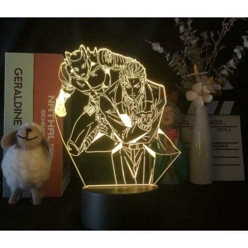 Acrylic Night Sensor Light LED Yoshikage Kira Figure 3D Desk Lamp Fans Kids Party Decor Gift Nightlight JOJOs Bizarre Adventure