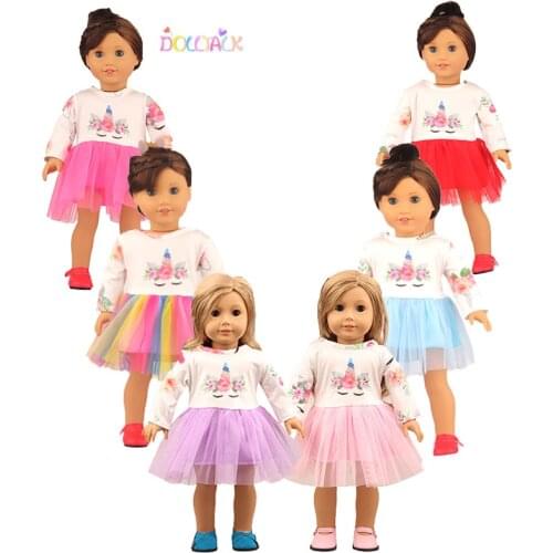 2021 New Fashion Fit 18 inch Baby New Born Doll Clothees Accessories Unicorn Hair Band Veil Dress For Halloween Gift