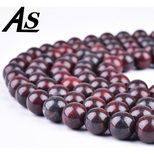 Asingeloo Natural Dragon Bloodstone Red Brecciated Jaspers Stone Loose Beads 4/6/8/10mm Fit DIY Beads For Jewelry Making