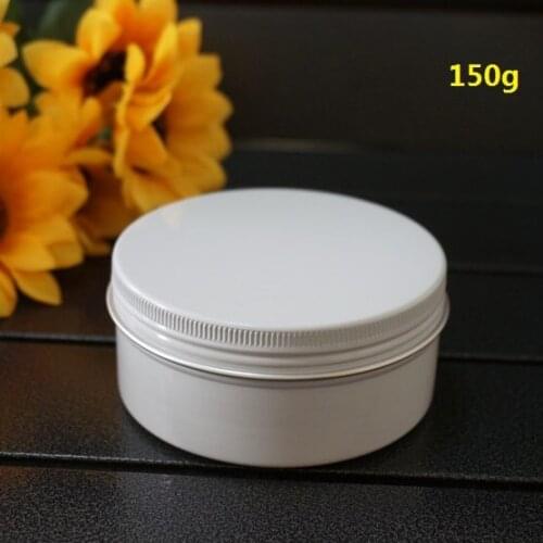 150g 150ml 82*38mm White Empty Round Aluminum Box Metal Tin Cans Cosmetic Cream Container DIY Refillable Jar Tea Aluminum Pot