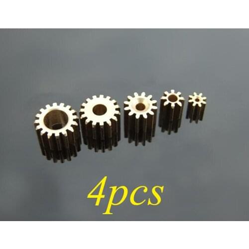 Free Shipping 4PCS Copper Pinion DIY Model Motor Metal Gear Pinion 7/8/9/10/12/14/15/16T Diameter 5/5.5/7/8/8.5/9mm 0.3/0.4/0.5M