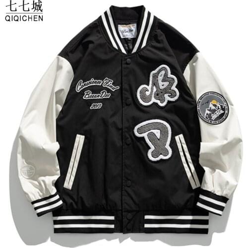 Baseball Jacket Women Men Embroid Note Hip Hop Street Bomber Coat Unisex Oversize Casual Autumn College Varsity Jackets 2021
