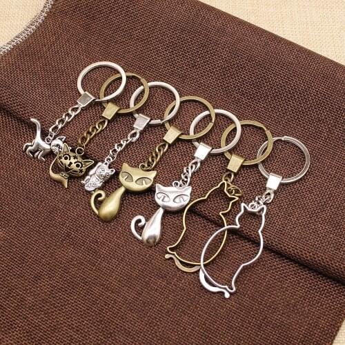 Hollow Cat Cut Cat Pendant Key Chain Animal DIY Handmade Gifts Keychain