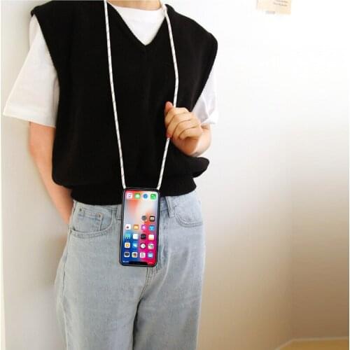 Chain Necklace Phone Case for Blackview A20 Max 1 A60 A80 Pro Lanyard Neck Strap Rope Silicone Cover