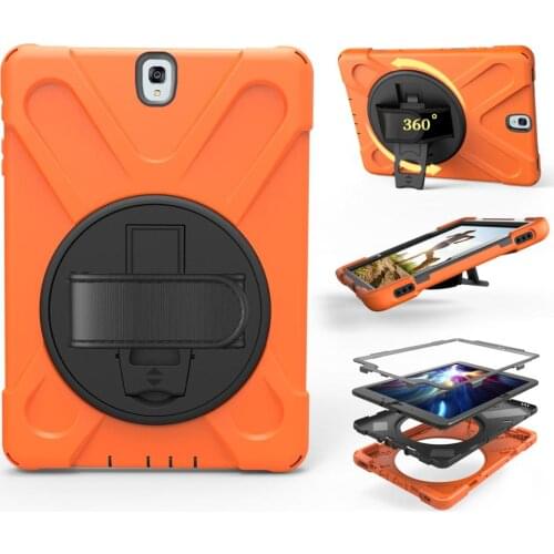 Armor Coque For Samsung Galaxy Tab S3 9.7 SM-T820 T825 Hand Strap 360 Rotation Stand Case Cover for Samsung T820 T825 Case 9.7