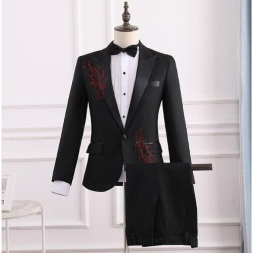 Black clothes men suits designs personality stage costumes for singers jacket men sequins blazer dance star style dress punk