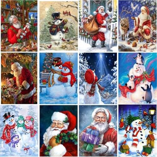DIY 5D Diamond Painting Cartoon Santa Claus Diamond Embroidery Mosaic Cross Stitch Full Round Drill Christmas Gift Home Decor