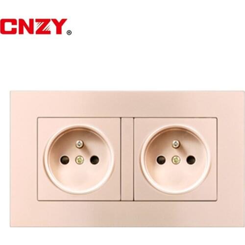 Two 16A French power sockets, wall power supply/rectangular socket/plug, flame-retardant PC panel, EU standard power supply doub