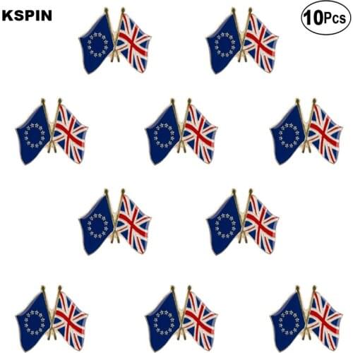 European Union United Kingdom Flag Lapel Pin Flag badge Brooch Pins Badges 10Pcs a Lot