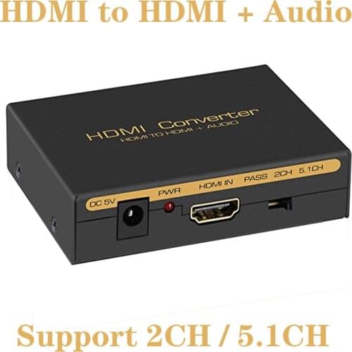 HDMI to HDMI Audio Splitter 4K 3D HD 5.1CH Audio Extractor Optical TOSLINK SPDIF + L/R out for Amplifier