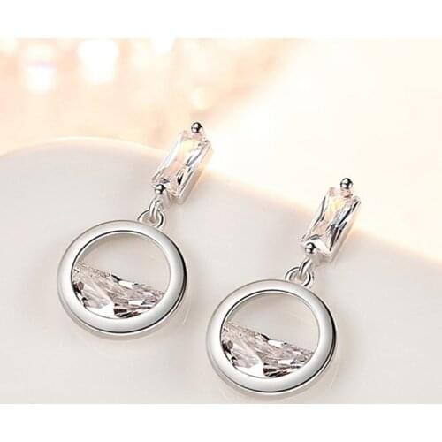 Huitan Dainty Dangle Earrings Women Cute Round Circle Pendant Daily Wear Stylish Accessories Exquisite Girl Gift Fashion Jewelry