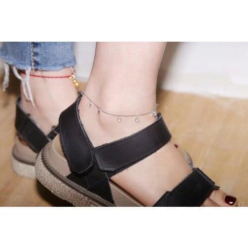 JaneKelly top new Womens crystal shape Bracelet Pendants fashion bangle micro pave set cubic zirconia anklets for women