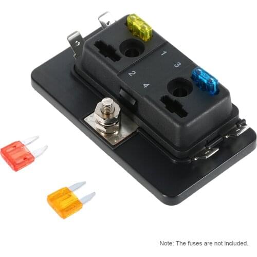 Kkmoon 4 Way Mini Blade Fuse Box Holder APM ATM 5A 10A 25A for Car Boat Marine Trike