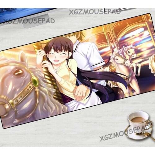 XGZ Extra Large Mouse Pad Black Lock Egde Mobile Roaming Paradise Couple Computer Desk Mat Fabric Sweet Love Non-slip Rubber