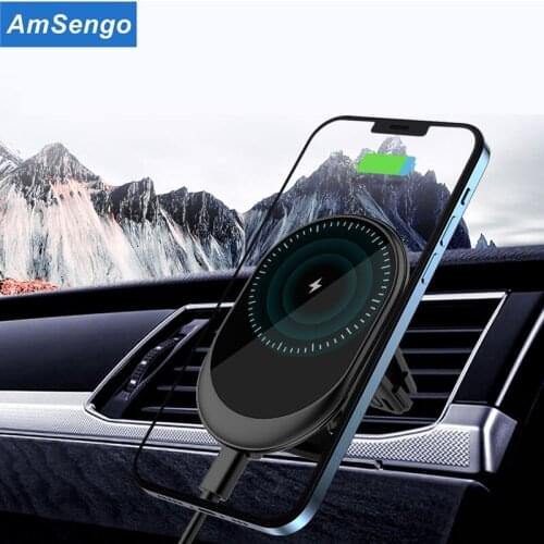 Amsengo Magnetic Wireless Charger Car Chargers for magsafe iphone 12 mini 12 pro max 15W fast charging magnetic charger stand