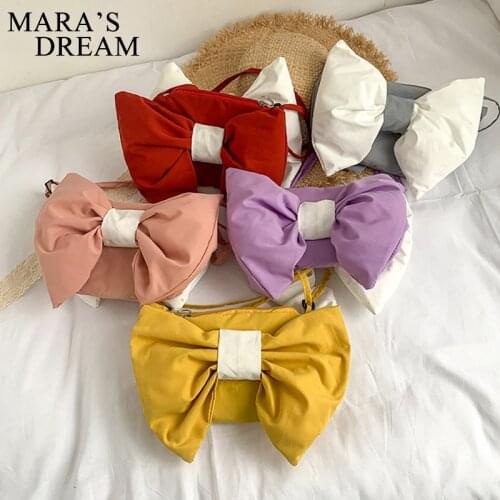 Maras Dream Women Shoulder Bag Bowknot Shape Designer Bag Nylon Crossbody Bag Girls Cute Double Sided Purses And Chest Bag Mini
